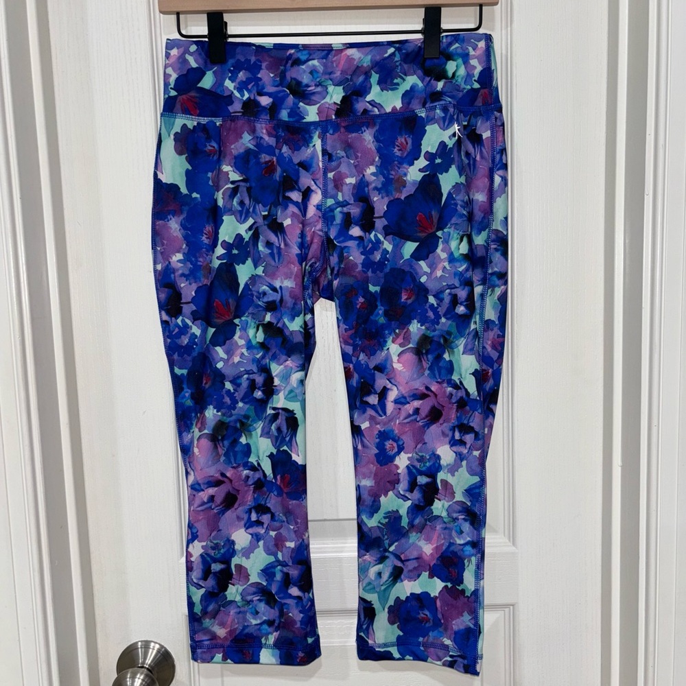 Danskin Now Floral Cropped Drawstring Leggings Womens Size S (4-6)